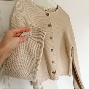 Olive and Cradle Knit Cardigan Cotton Sweater Medium